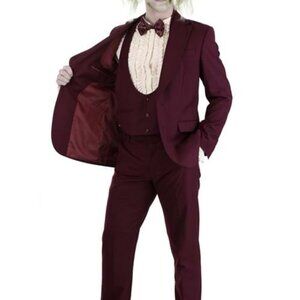 Beetlejuice Maroon 3 Piece Tuxedo Pants Vest & Jacket 40R Medium 33W NWT